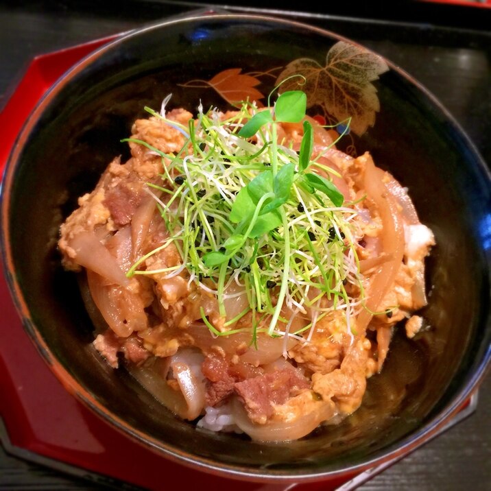 ぎゅうぎゅう牛蒡と玉ねぎの卵とじ丼